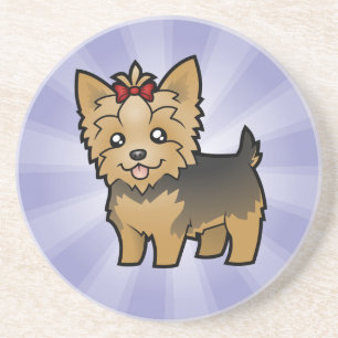Cartoon-Yorkshire-Terrier (kurzes Haar mit Bogen) Getränkeuntersetzer
