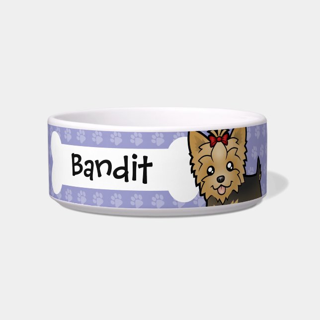 Cartoon-Yorkshire-Terrier (kurzes Haar mit Bogen) Napf (Vorderseite)