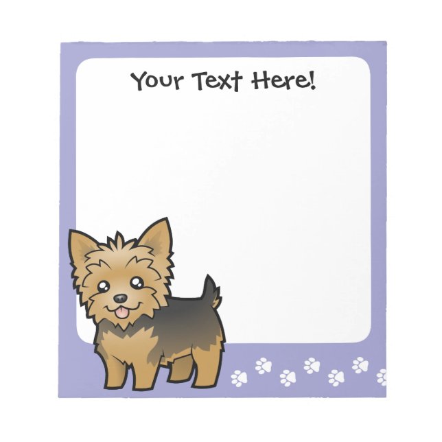 Cartoon Yorkshire Terrier (kurzes Haar ohne Bogen) Notizblock (Vorderseite)