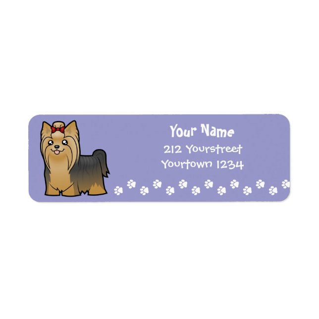 Cartoon Yorkshire Terrier (Langhaar mit Bogen) (Vorne)