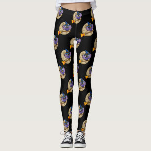 Cartoon Zauberer Ausblättern auf Zimmermuster Leggings
