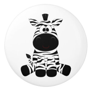 Cartoon Zebra, der auf Schwarz und Weiß Gezeichne Keramikknauf