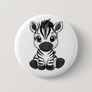 Cartoon Zebra Illustration Button