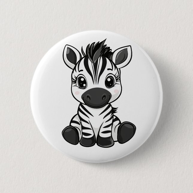 Cartoon Zebra Illustration Button (Vorderseite)