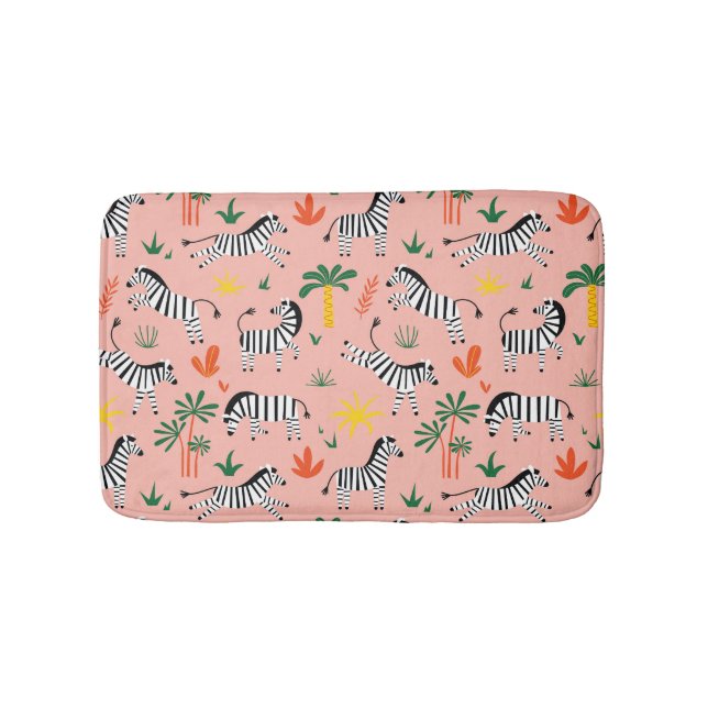 Cartoon Zebras Funny Seamless Muster Badematte (Vorderseite)