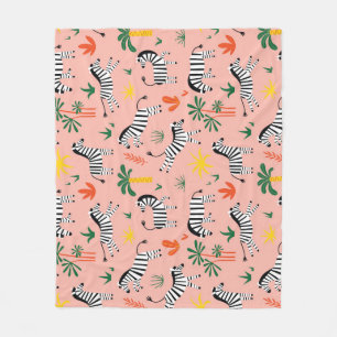 Cartoon Zebras Funny Seamless Muster Fleecedecke