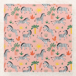 Cartoon Zebras Funny Seamless Muster Glasuntersetzer