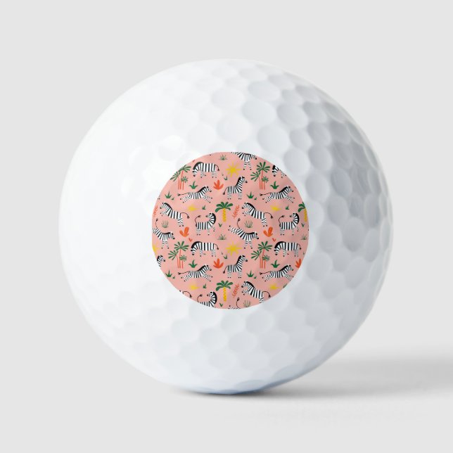 Cartoon Zebras Funny Seamless Muster Golfball (Vorderseite)