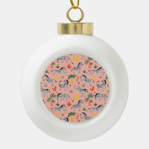 Cartoon Zebras Funny Seamless Muster Keramik Kugel-Ornament
