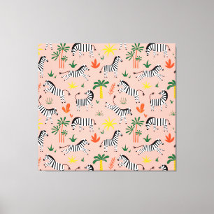 Cartoon Zebras Funny Seamless Muster Leinwanddruck