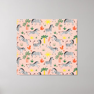 Cartoon Zebras Funny Seamless Muster Leinwanddruck