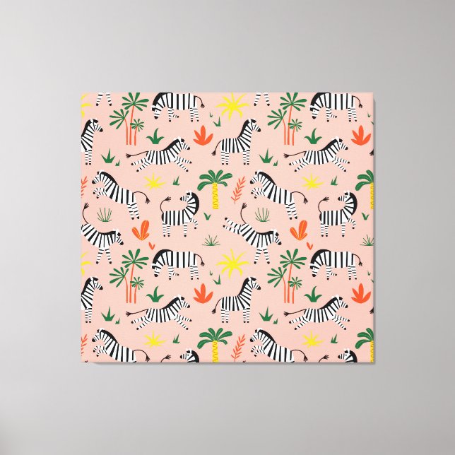 Cartoon Zebras Funny Seamless Muster Leinwanddruck (Vorderseite)