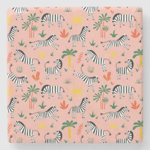 Cartoon Zebras Funny Seamless Muster Steinuntersetzer