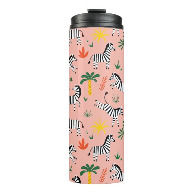 Cartoon Zebras Funny Seamless Muster Thermosbecher (Vorderseite)