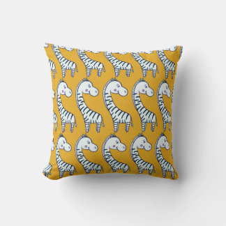 Cartoon zebras: gelbes Hintergrundmuster. Kissen