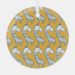 Cartoon zebras: gelbes Hintergrundmuster. Ornament Aus Glas