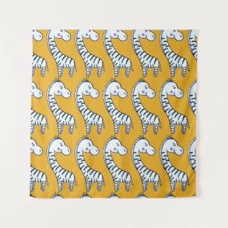 Cartoon zebras: gelbes Hintergrundmuster. Wandteppich