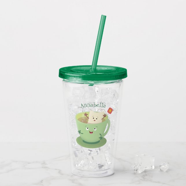 Cartoon-Zeichen für den niedlichen Teebag-Becher S Acryltrinkbecher (Rückseite Ice)