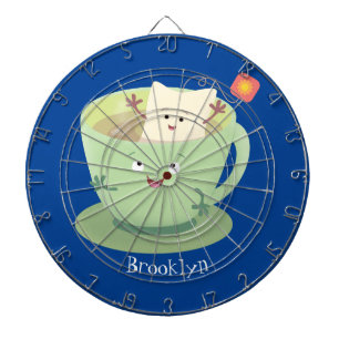 Cartoon-Zeichen für den niedlichen Teebag-Becher S Dartscheibe