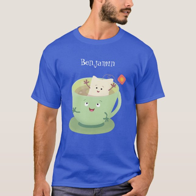 Cartoon-Zeichen für den niedlichen Teebag-Becher S T-Shirt (Vorderseite)