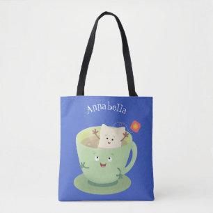 Cartoon-Zeichen für den niedlichen Teebag-Becher S Tasche