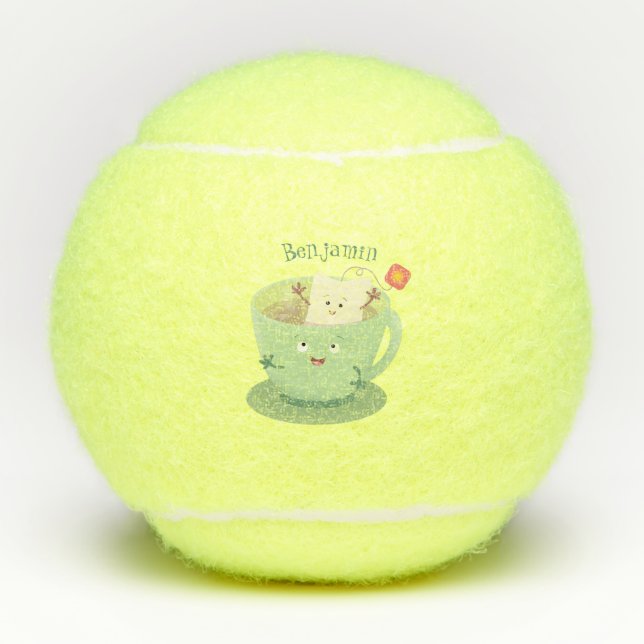 Cartoon-Zeichen für den niedlichen Teebag-Becher S Tennisbälle (Vorderseite)