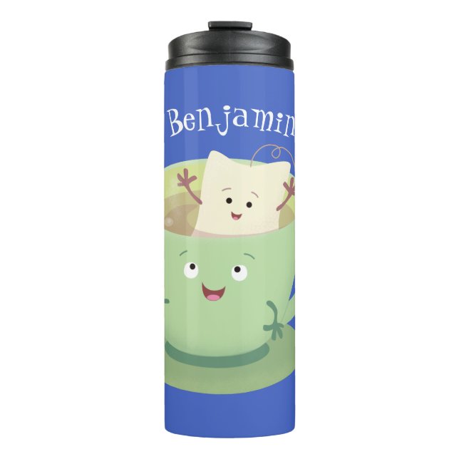 Cartoon-Zeichen für den niedlichen Teebag-Becher S Thermosbecher (Vorderseite)