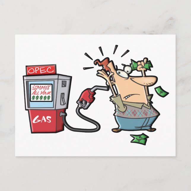 Cartoon-Zeichen für hohe Gaspreise Postkarte (Vorderseite)
