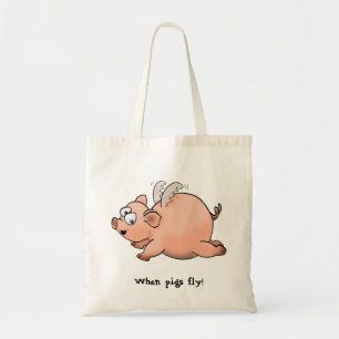 Cartoon zeichn eines Schweins mit Flügeln Tragetasche