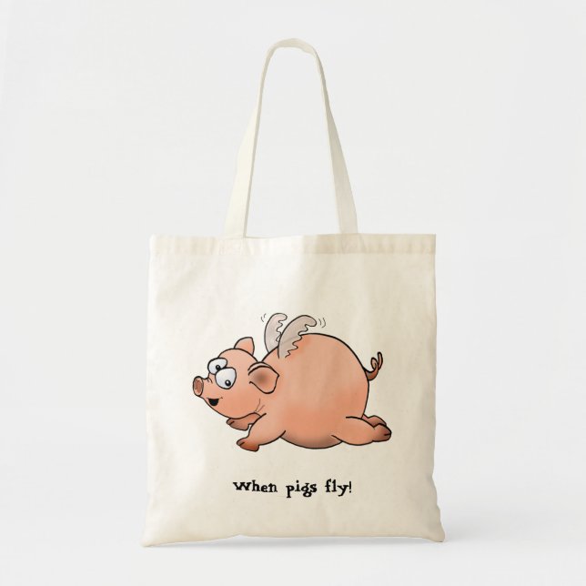 Cartoon zeichn eines Schweins mit Flügeln Tragetasche (Vorne)