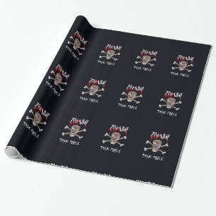 Cartoon Zombie Task Force - Schädelkreuz Geschenkpapier