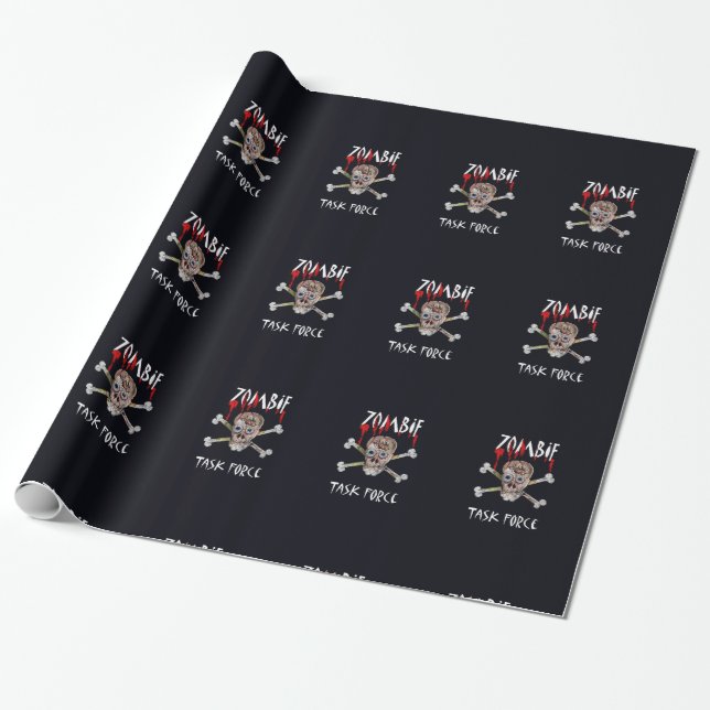 Cartoon Zombie Task Force - Schädelkreuz Geschenkpapier (Ungerollt)