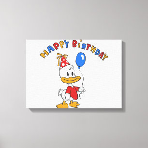 Cartoon zum Geburtstag von Enten Hintergrundfarbe Leinwanddruck