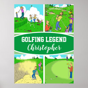 Cartoon zum Golfspielen Poster