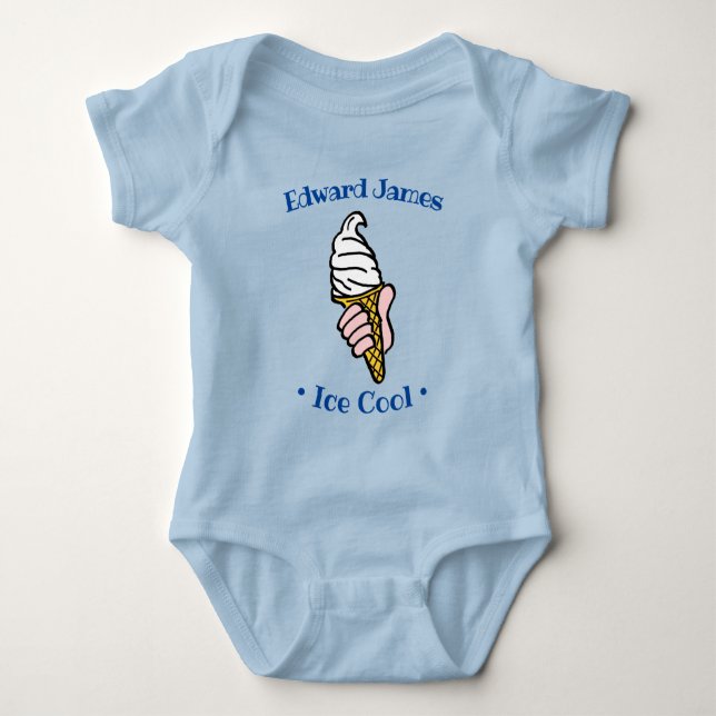 Cartoon zum Personalisieren von Eiscreme Baby Strampler (Vorderseite)