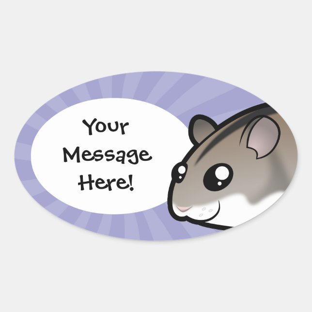 Cartoon Zwarf Hamster Ovaler Aufkleber (Vorderseite)