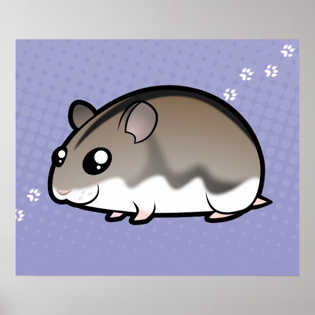 Cartoon Zwarf Hamster Poster (Vorne)