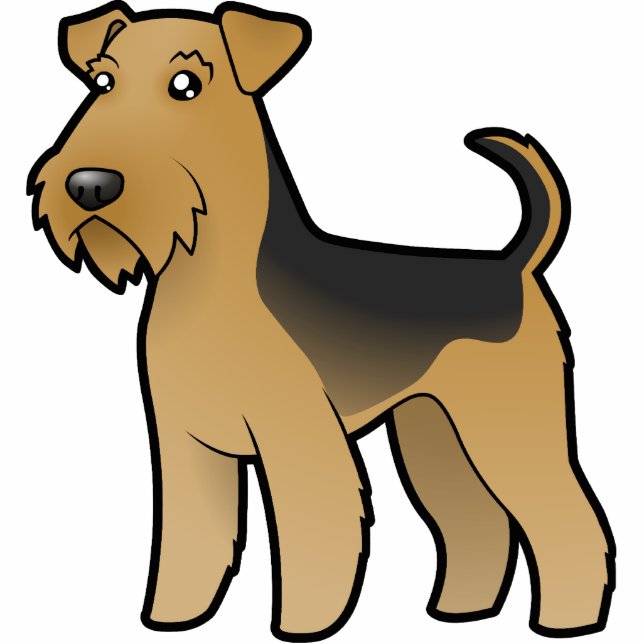 Cartoonairedale-Terrier/Waliser-Terrier Fotoskulptur Magnet (Vorne)