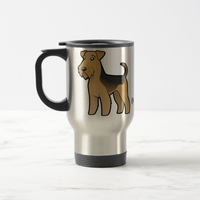 Cartoonairedale-Terrier/Waliser-Terrier Reisebecher (Links)