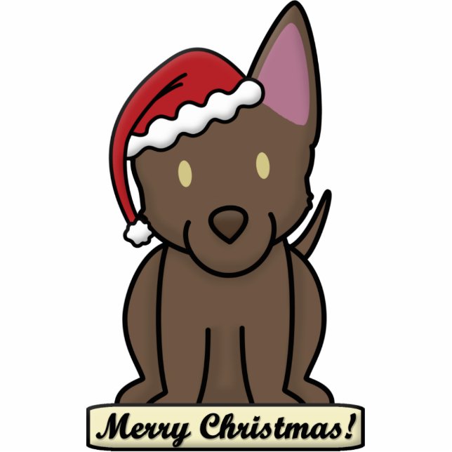 Cartoonaustralische Kelpie-Weihnachtsverzierung Fotoskulptur Ornament (Vorne)