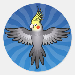 CartoonCockatiel Runder Aufkleber