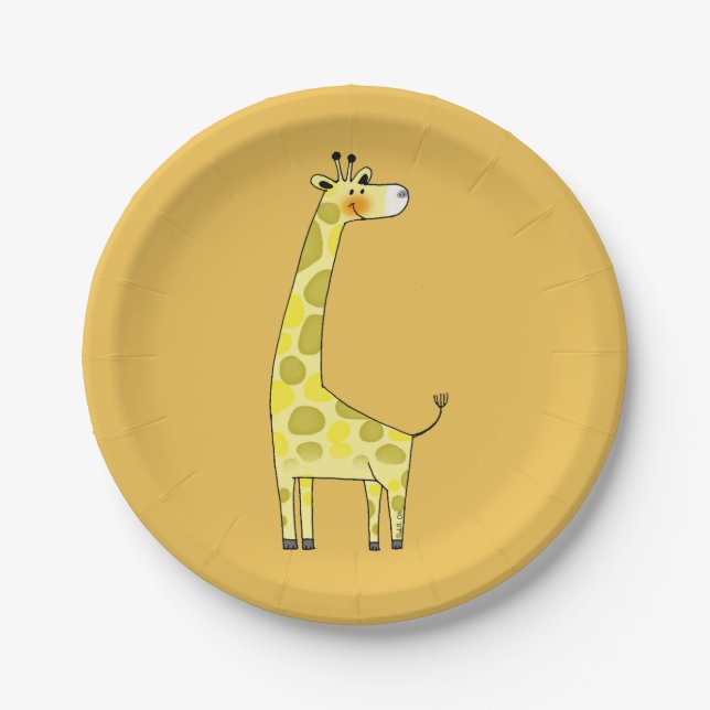 Cartoongiraffe Pappteller (Vorderseite)