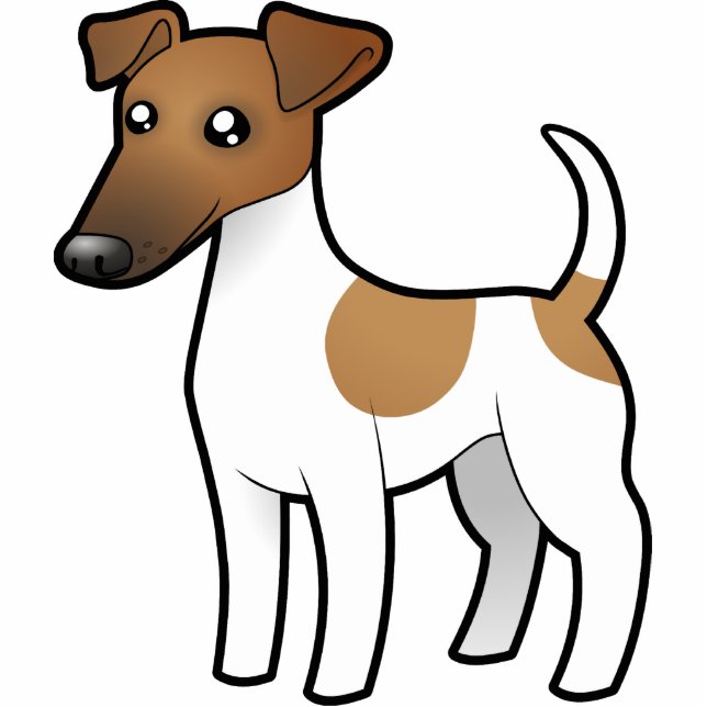 Cartoonglatter Fox-Terrier Fotoskulptur Magnet (Vorne)