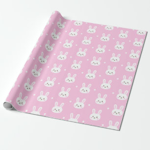 Cartoonhäschenmuster des Babyrosas niedliches Geschenkpapier