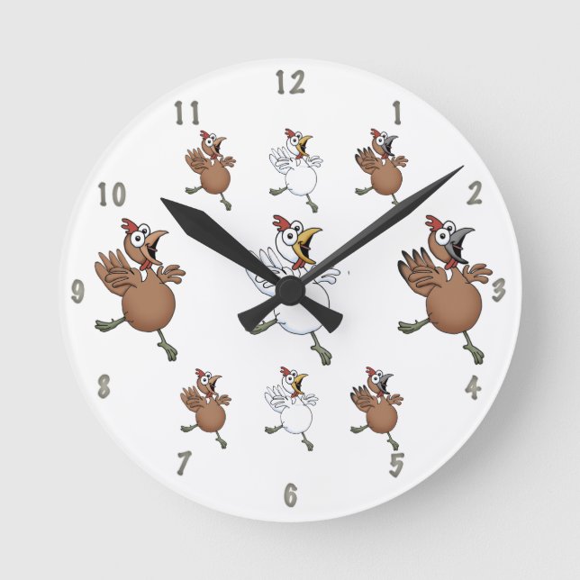 Cartoonhuhn-Wanduhr Runde Wanduhr (Vorderseite)
