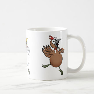 Cartoonhühner auf einem Becher Kaffeetasse