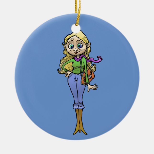 Cartoonillustration einer schönen Frau Keramik Ornament (Vorne)