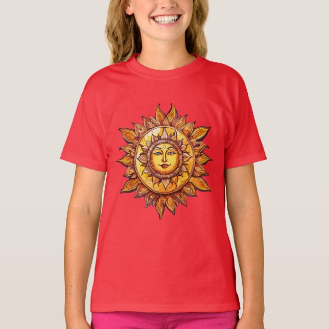 Cartoonish Realistic Sun - Lively Sun Illustration T-Shirt (Vorderseite)