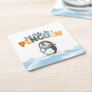 Cartoonish Style Funny Just Chillin wie ein Pingui Rechteckiger Pappuntersetzer