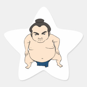 Cartoonjapanischer Sumo-Ringkämpfer Stern-Aufkleber